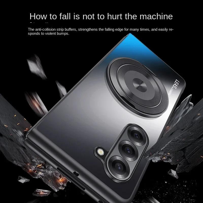 Luxury Metal Magnetic Ring Car Holder Case for Samsung Galaxy Z Fold 7 6 5 4 3 for Mag-safe Shockproof Stands Protective Shell