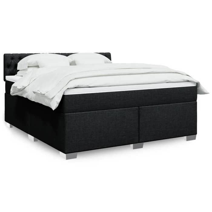 VidaXL Sommier à lattes de lit avec matelas Noir 180x200 cm Tissu, lit, lit à plate-forme, lit à panneaux, meuble de chambre 3285976