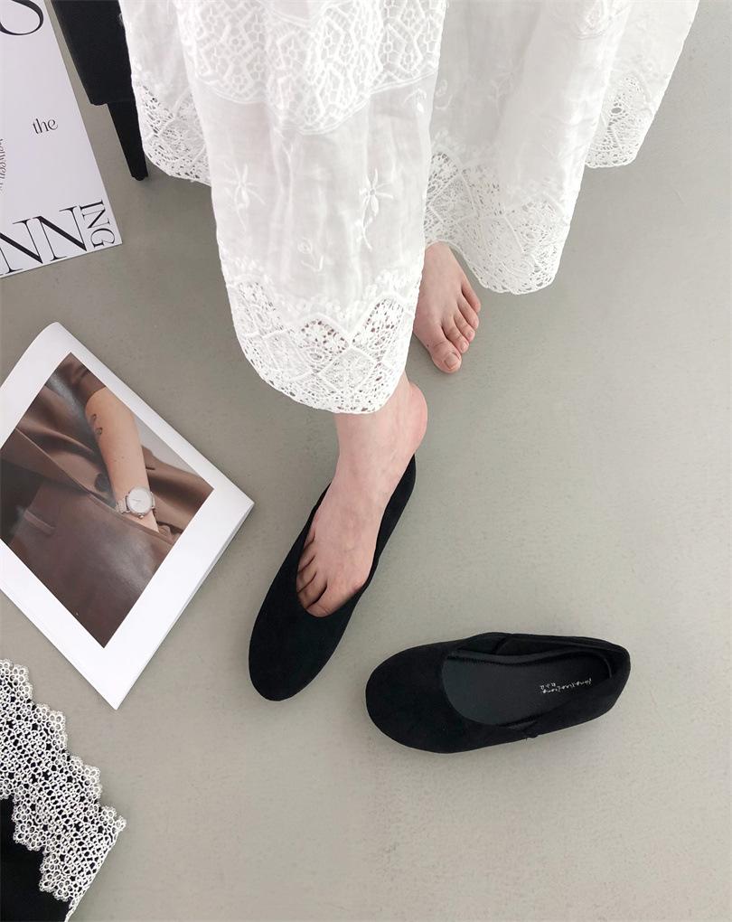 2025 spring and summer new models, minimalist hollow women's single shoes, round head shallow mouth Muller shoes