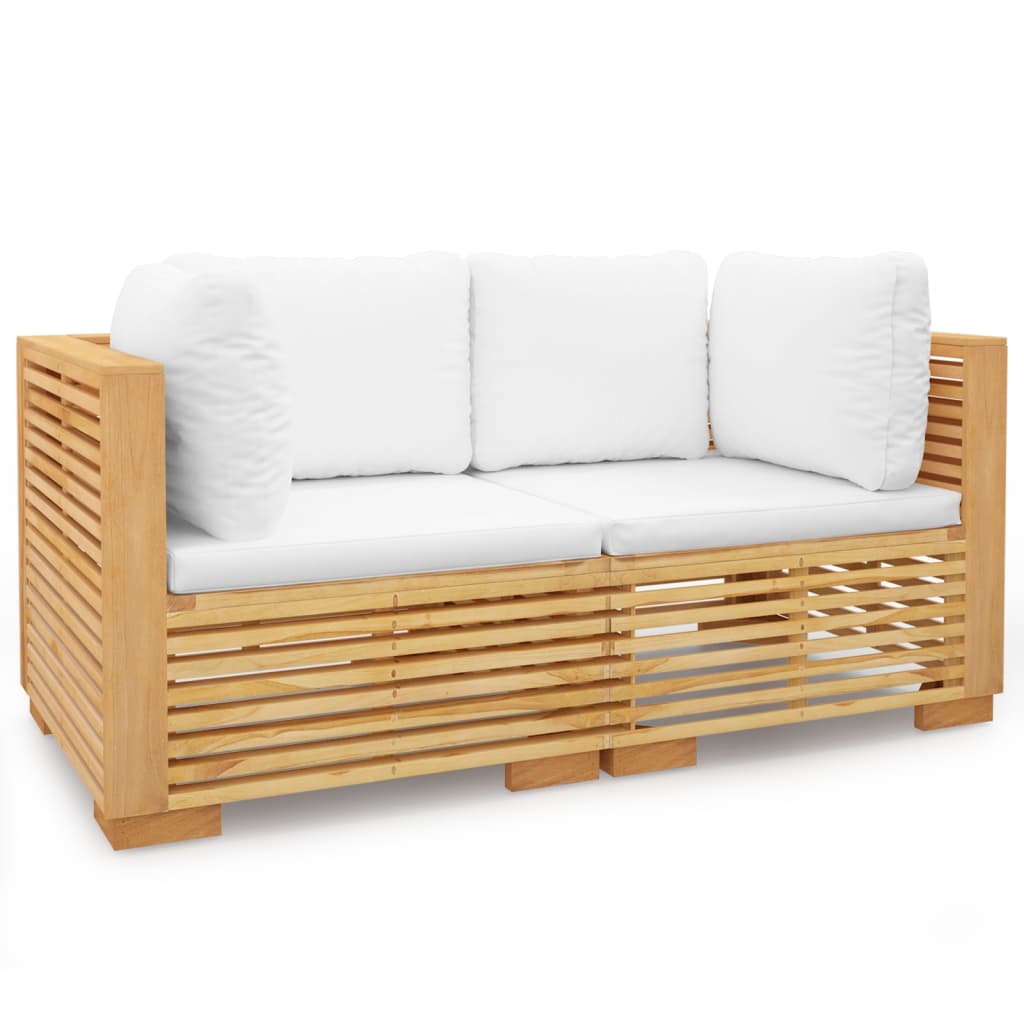 Garden Corner Sofa Set with Cushions 2 Pcs Solid Teak Wood