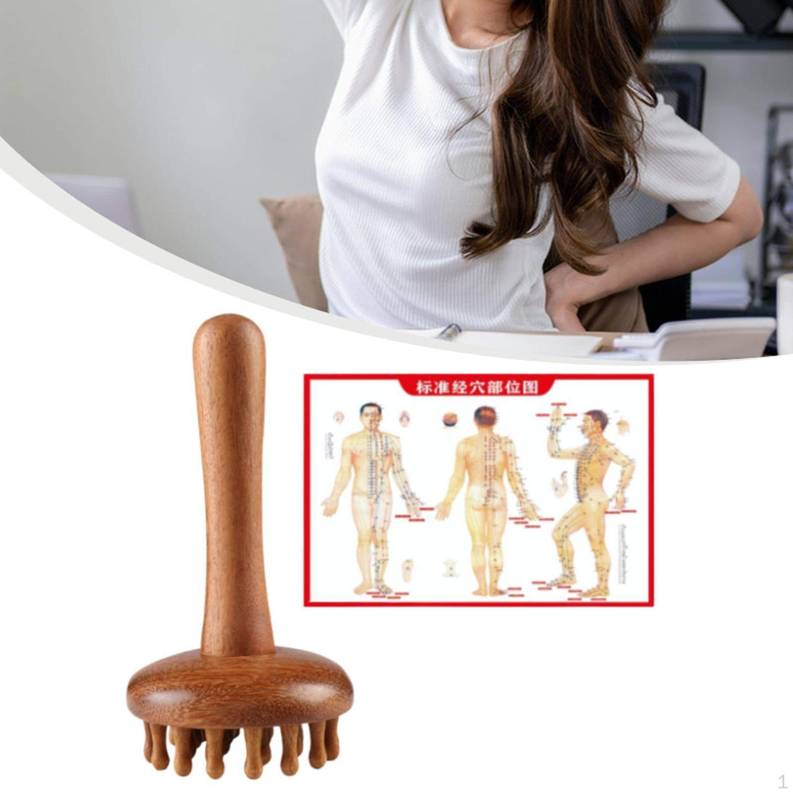 

Wooden Massage Comb with Handle Relaxation Portable Compact Meridians Tool Head Scalp Gua Sha