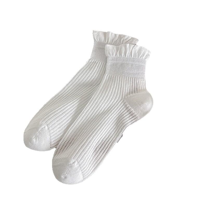 5 Pairs of Female Summer Thin Lovely Pure Cotton Boneless Tube Socks