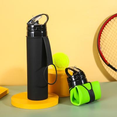 Silicone Folding Water Bottle Outdoor Running Sports Water Bottle Travel Solid Color Portable Water Cup