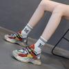 Suction film bottom leather thick sole dirty dad shoes spring and autumn new trend color matching mesh sports casual women's shoes