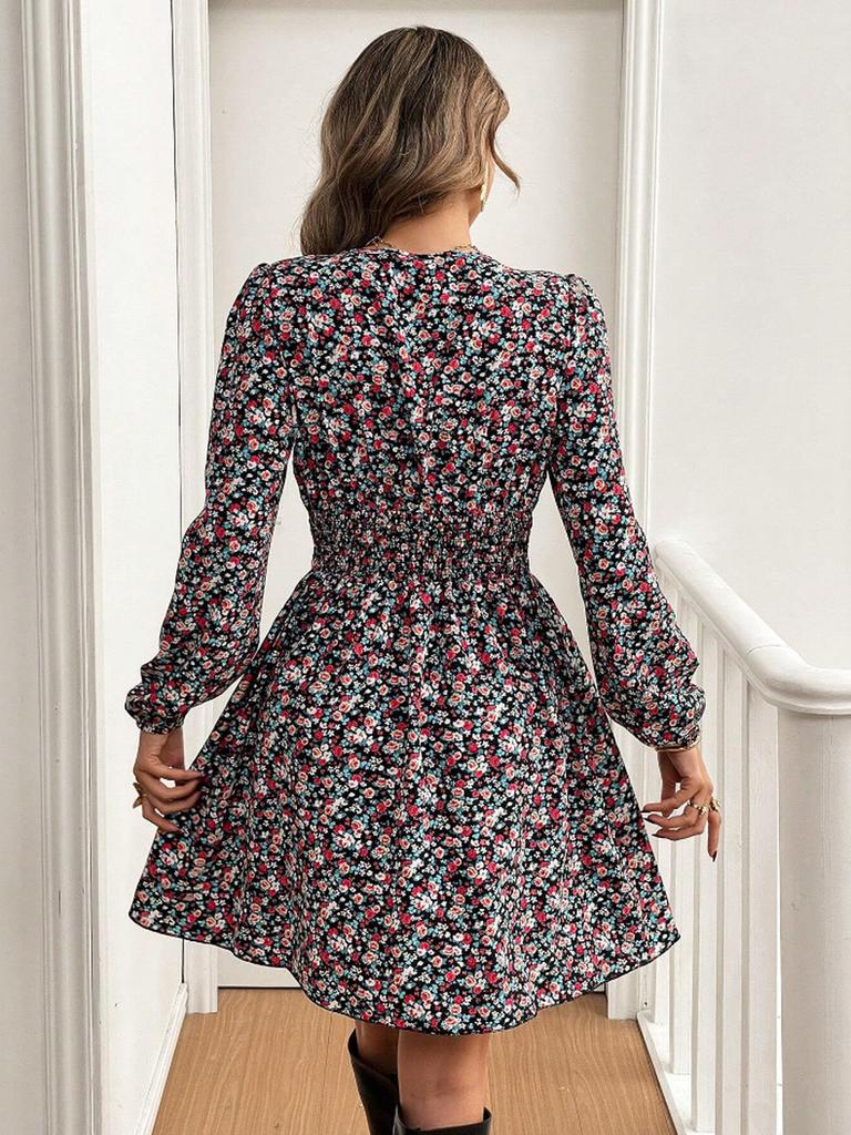 Leopard print new long-sleeved dress, women's