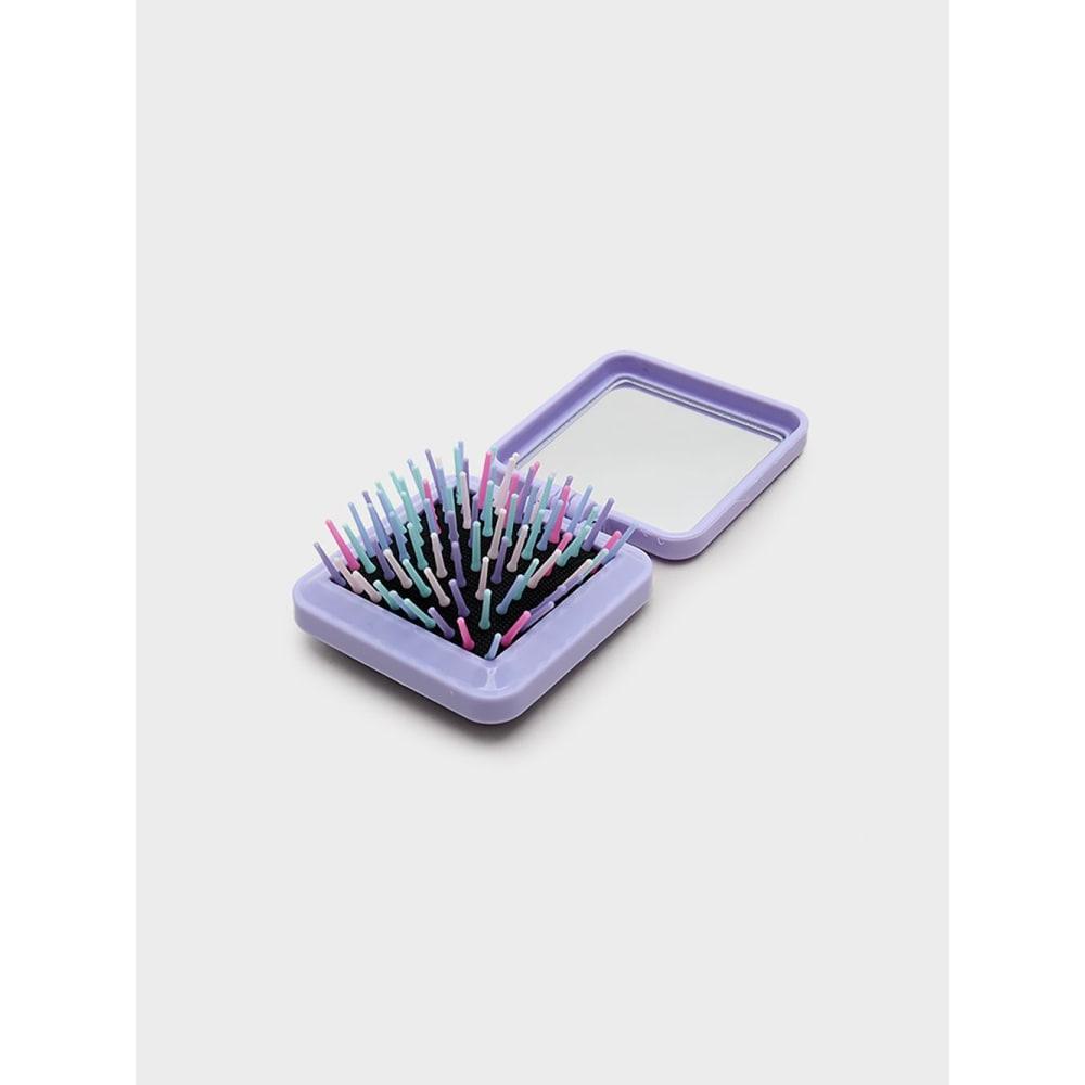 Portable Folding Square Hair Brush with Mirror 1ea