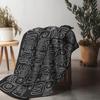 Black Geometric Pattern Blanket Abstract Lines Design Home Decor Sofa Cover Gift for Women Teen Girls Wall Art