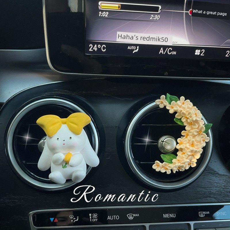 Osmanthus Rabbit Car Air Freshener Vent Decoration Perfume for Girls Car Interior Accessories Cute Aroma Diffuser Stone Fragrance