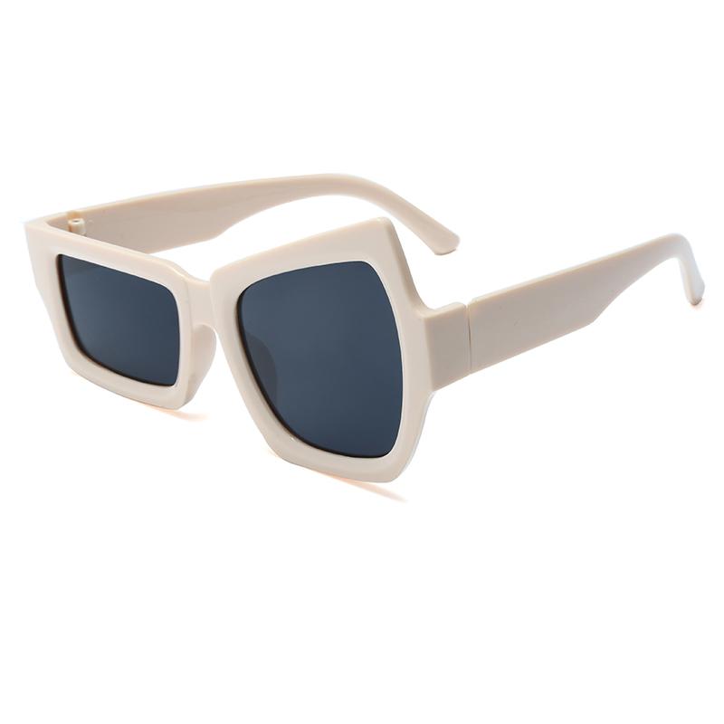 Luxury Brand Men Asymmetrical Square Sunglasses Fashion Designer White Oversized Sun Glasses Women Unique Steampunk Glasses