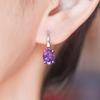 Oval 9*7mm Natural Amethyst Stud English Hook Clasp Earrings Real 925 Sterling Silver Jewelry for Woman Simple Best Gift New