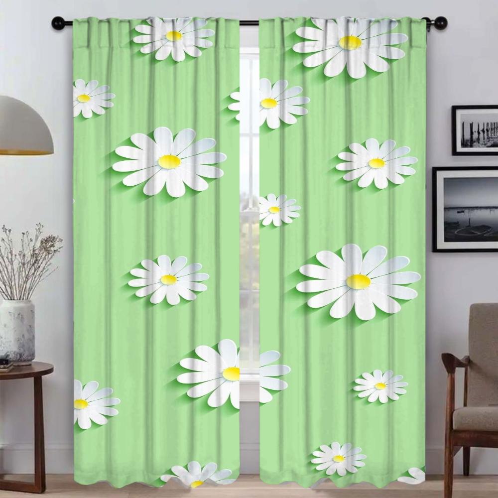 Niedliche Blumen Verdunkelungsvorhang für Zimmer 2 Paneele Raumteiler Mückenschutzvorhänge 2 Stück Tüll für Schlafzimmer Jalousien Wohnen Küche