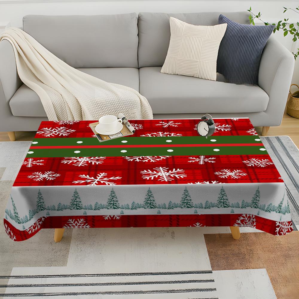 Christmas Snowflake Festive Print Design Rectangle Tablecloth Table Decor Waterproof Tablecloth for Table Christmas Decorations