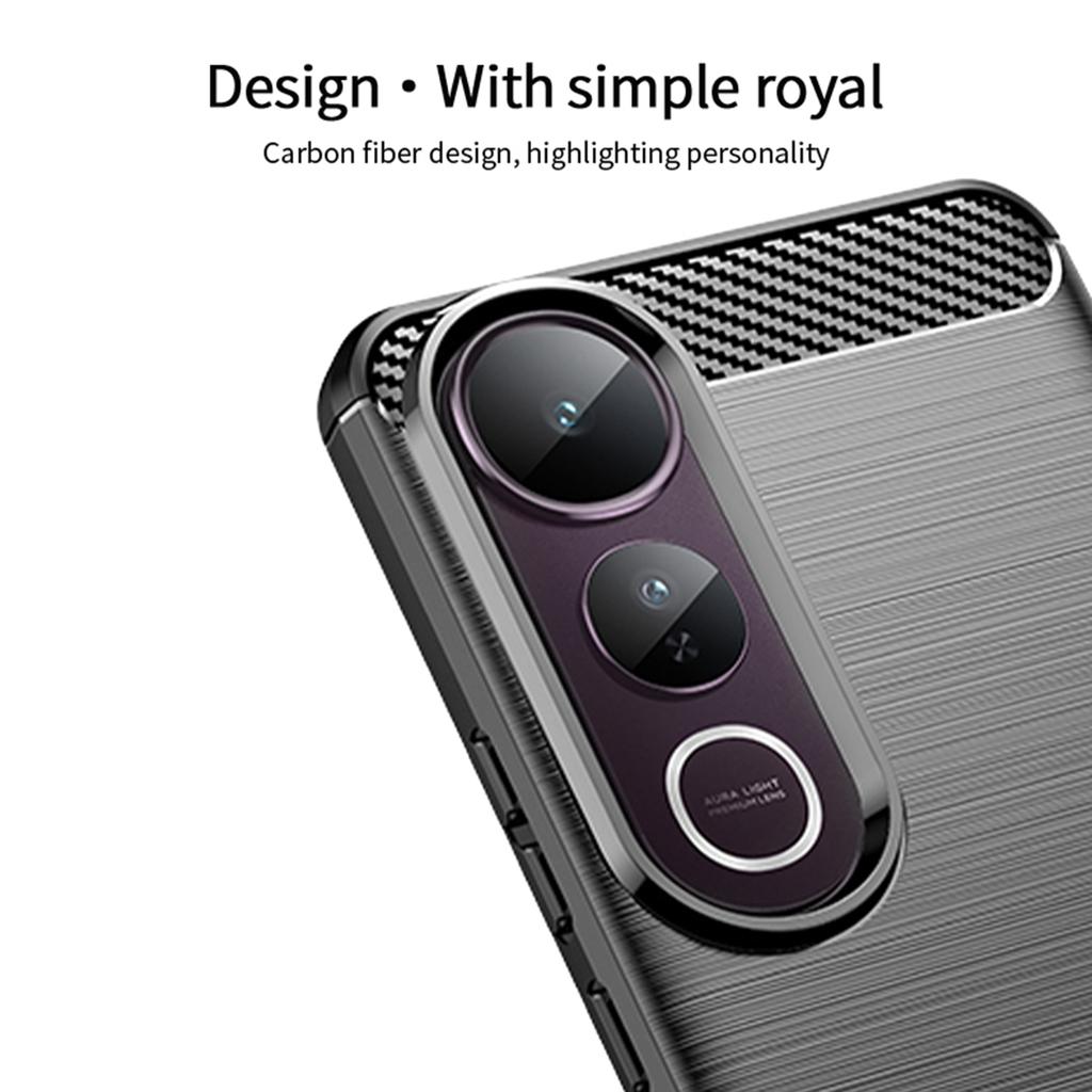 For Vivo V50 Lite 5G Back Cover MOFI Brushed Texture Carbon Fiber Soft TPU Case