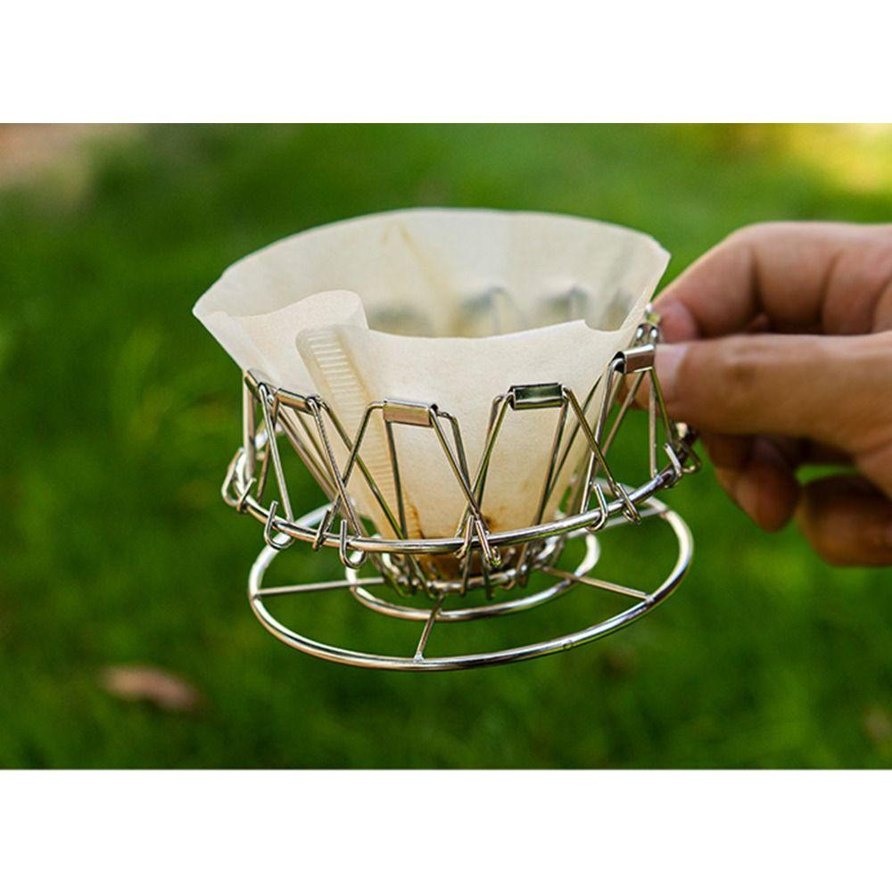 Stainless Steel Foldable Coffee Drip Stand Reusable Handheld Coffee Filter Paper Holder Rust-proof V-shaped