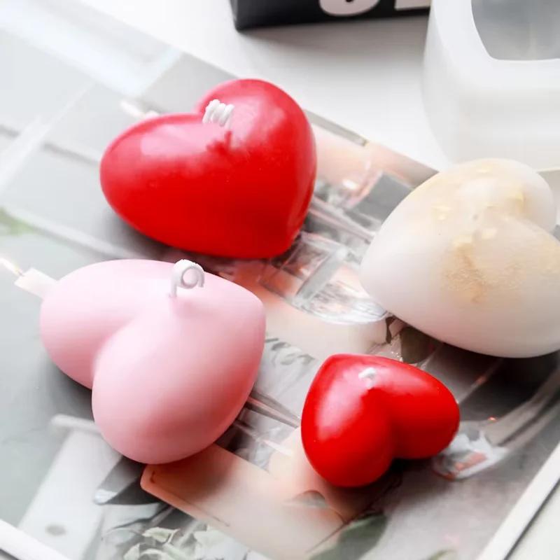 DIY Heart Shape Silicone Candle Mold Baking Cake Decoration 3D Handmade Soap Aromatherapy Soy Wax Epoxy Resin Chocolate Mould