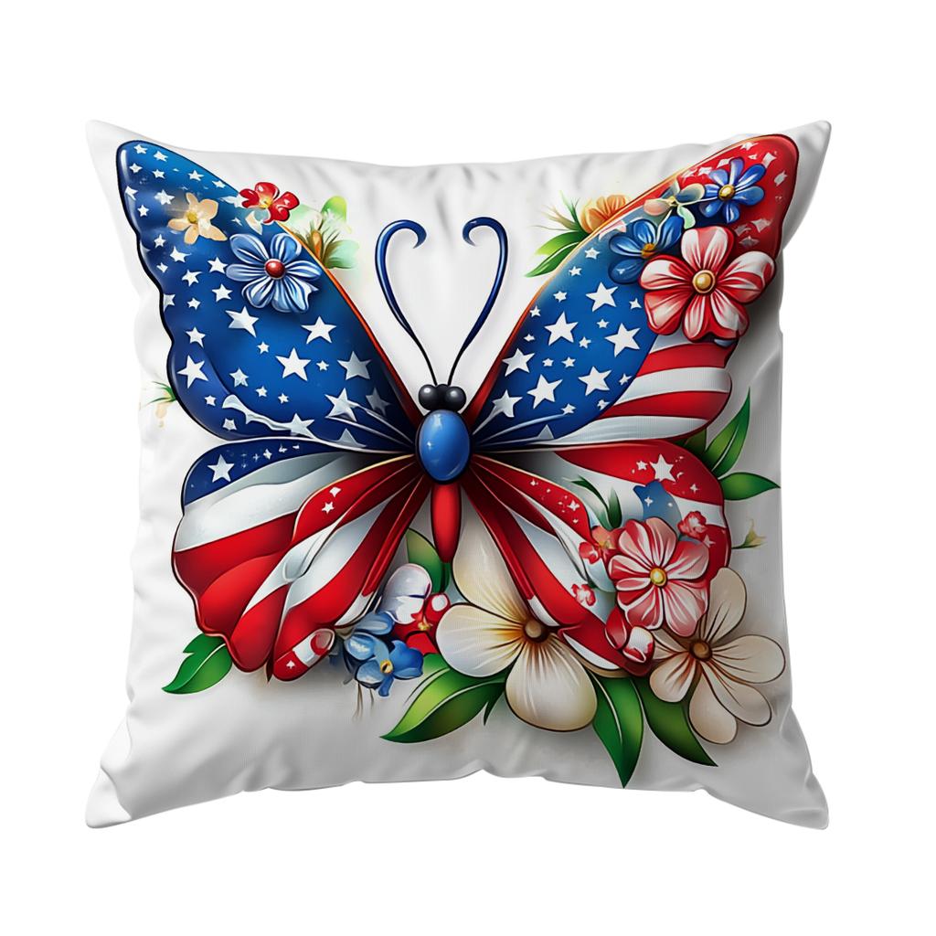 Independence Day Flowers Pillowcase Printed Polyester 45X45Cm Throw Pillowcover Decorative Sofa Cushion Pillowslip Home Decor
