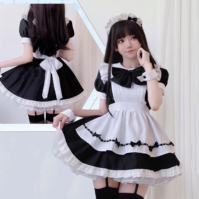 AOTYP Maid Cafe Cute Short Halloween Complete School Otaku Size 3XL Costume, Cosplay, Maid, Ribbon, Length, Costume, Women's, Set, Cosplay, Events,