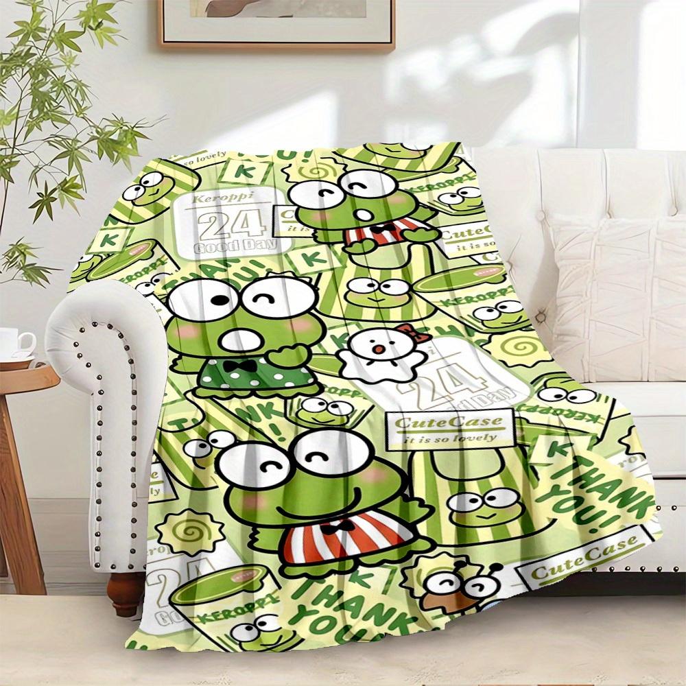

1pc Cute Keroppi Frog Sticker Home Decor Blanket - Seasonal Universal Comfortable Washable Gift for All Ages, Suitable for All Families, A 130x150cm