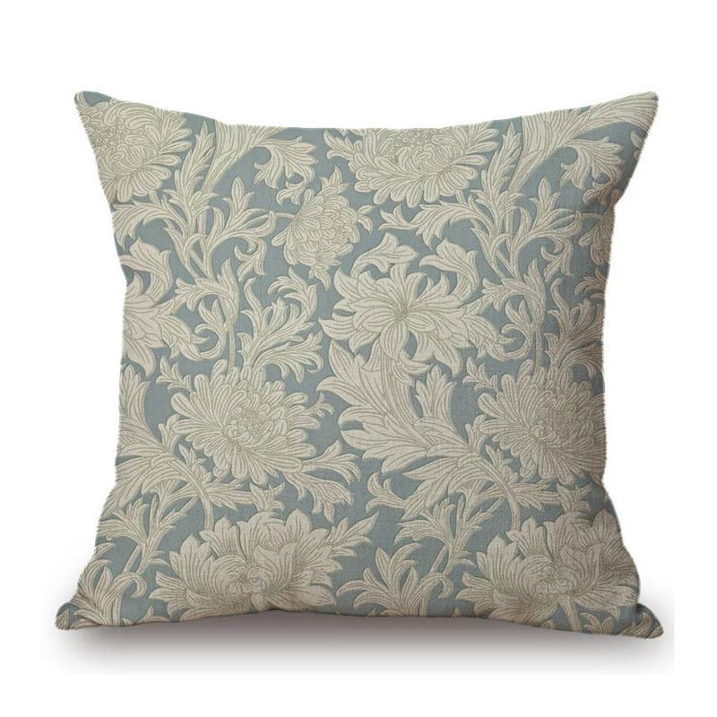 Uk William Morris Chrysanthemum Pattern Classic Floral Design Elegant Sofa Decorative Cotton Linen Pillow Case Cushion Cover