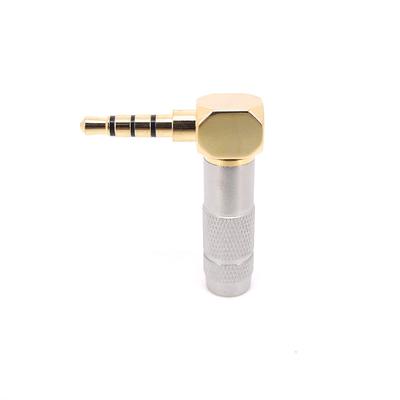 3.5mm Jack 4 Poles Audio Plug 90 Degree Right Angle Earphone Splice Adapter HiFi Headphone Terminal Solder Gold Plated Connector