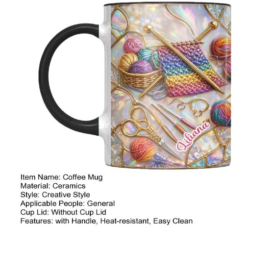 325/450ML Ferramentas de Tricô Costura Caneca de Café com Alça Cerâmica Resistente ao Calor Grande Capacidade Xícara para Beber Chá Leite Água Presente para Amante de Costura