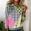 Ladies' Plaid Printed Casual Long Sleeved Sweatshirt Top