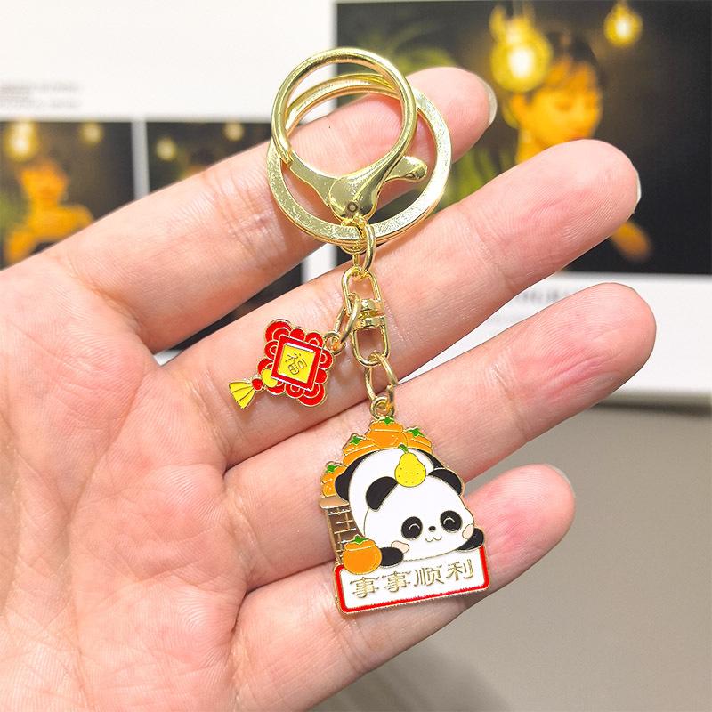 New Year's Chengdu Panda Phone Keychain Earphones USB Y2k Fashion Toys Anime Cartoon Drive Red Keychain Panda Souvenir