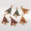 Zinc Zinc Alloy Xmas Earrings Studs Dripping Oil New Year Dangle Earrings Christmas Tree Earrings  Girls