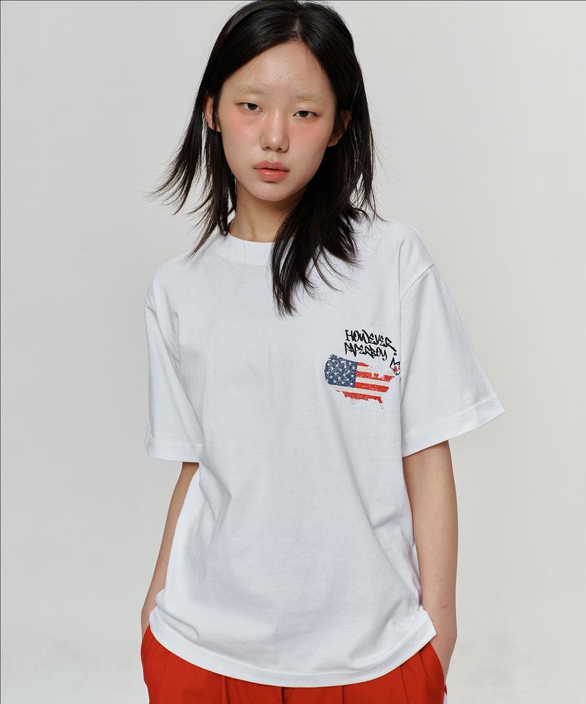 PAPERBOY Usa Vintage Short Sleeve T-Shirt - Black