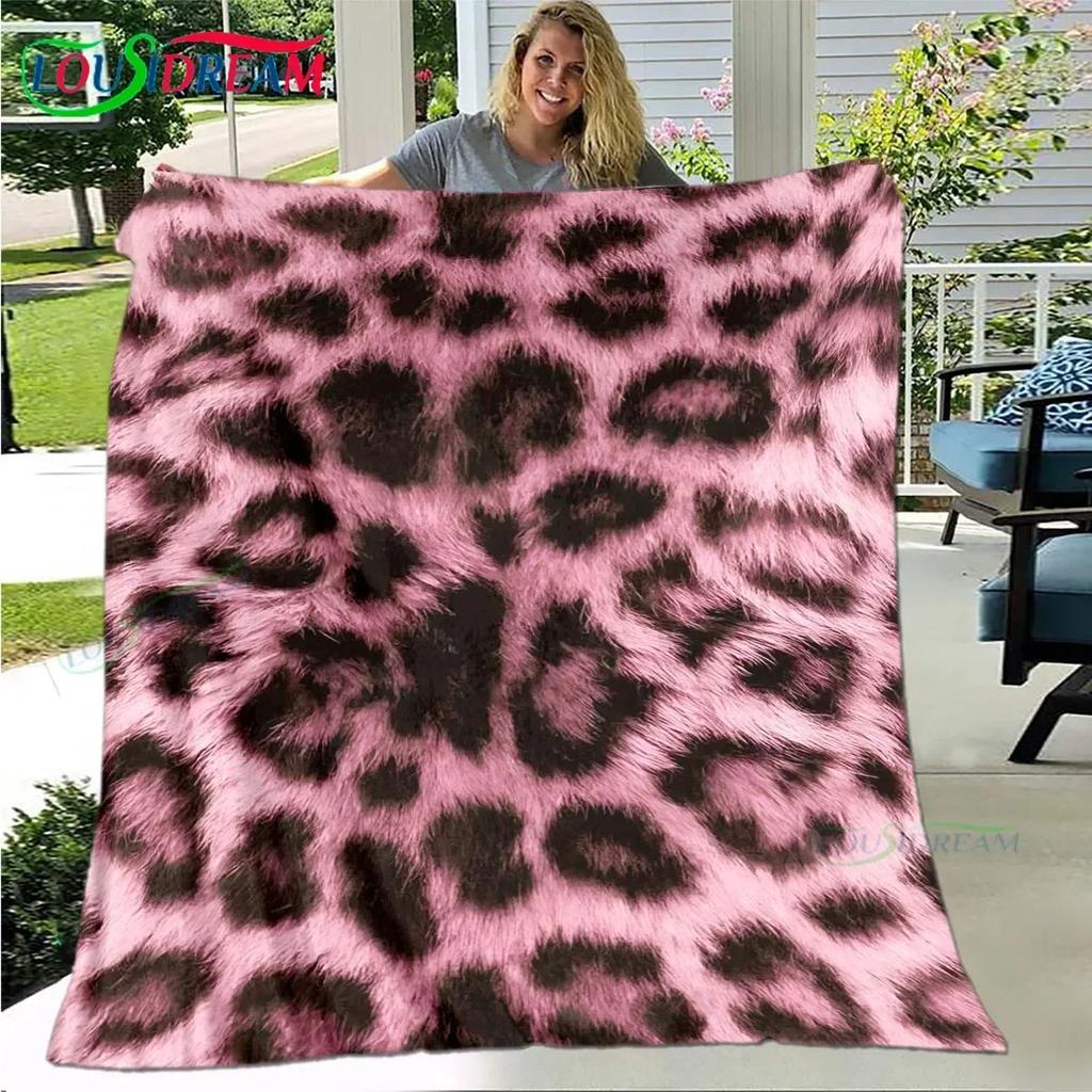 Fashion Panther Leopard Pattern Blanket Flannel Thin Blanket Portable Home Travel Office Lunch Break Blanket Birthday Gift