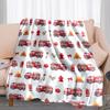 Cartoon Fire Engine Digital-printed Polyester Bedroom Velvet Flannel Cover Blanket Fleece Soft Sofa Cover Blankets for Beds