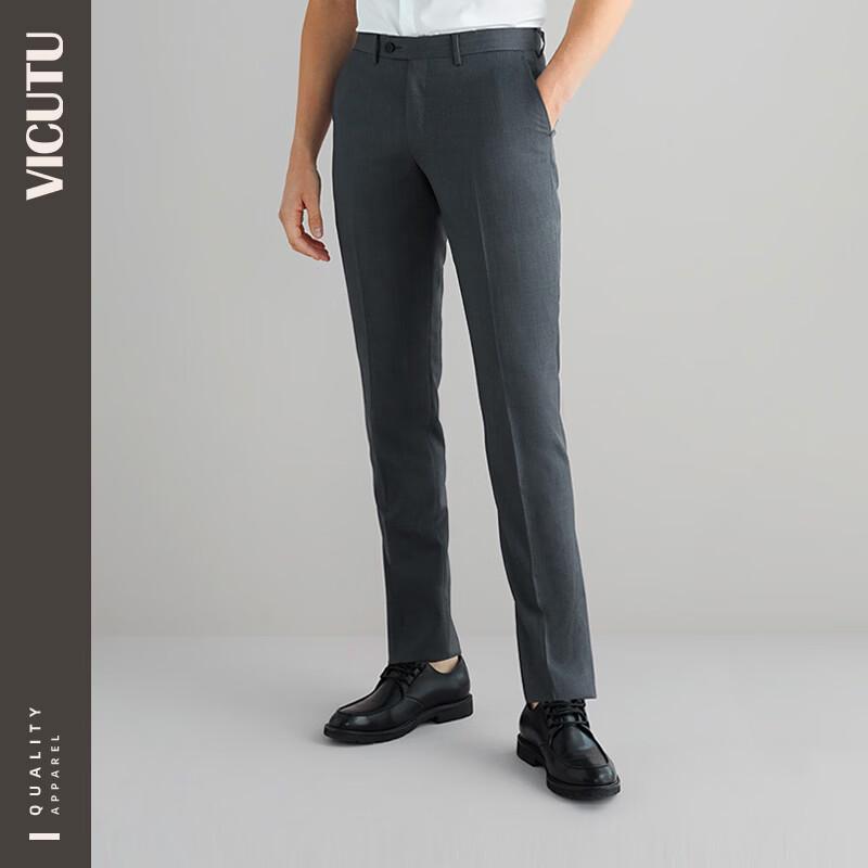 VICUTU Men s 100% Wool Business Straight-Leg Drapey Suit Pants 36
