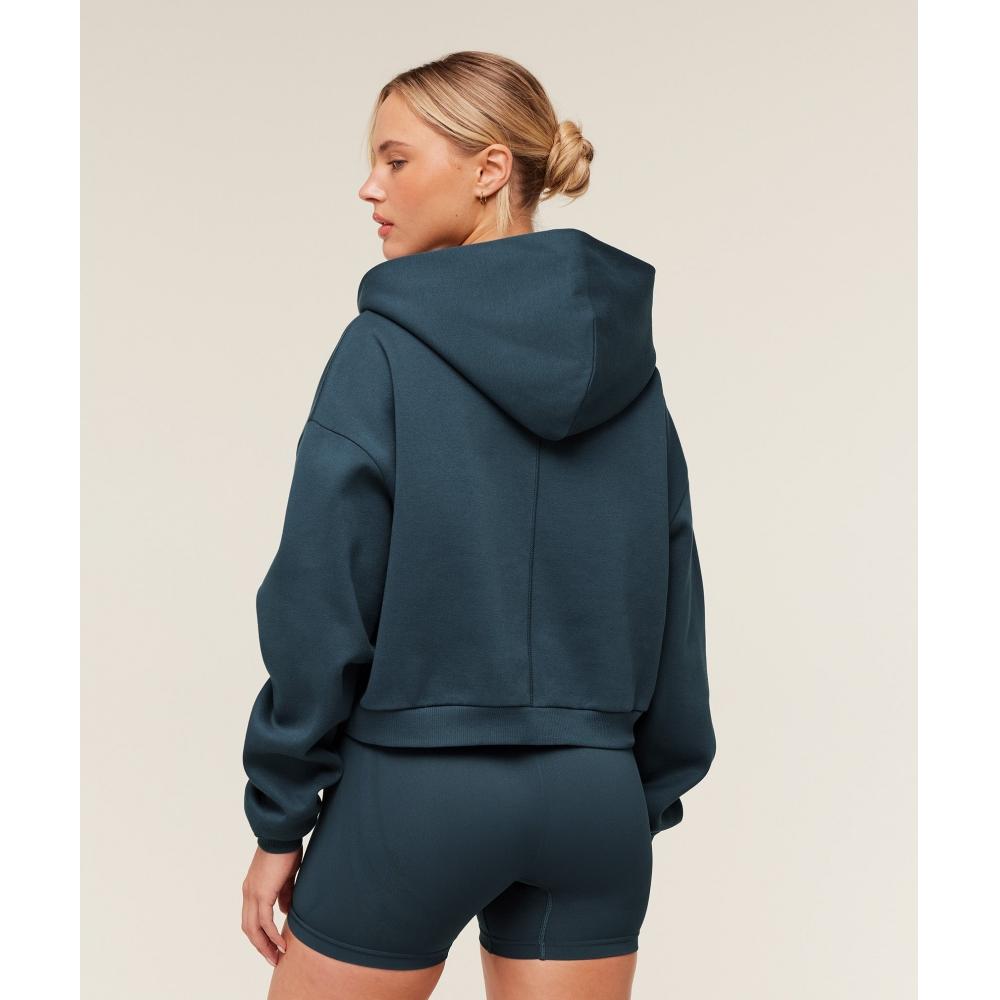 Gymshark Cosy Luxe Zip Through Hoodie Gs Stealth Blue B5b5p Ud6s