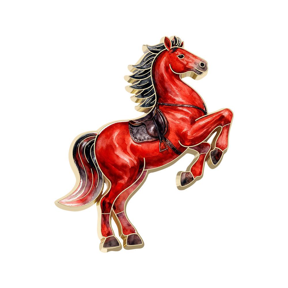 Year of the Horse Brooch Cute Animal Zodiac Souvenir Birthday Year Dream as Horse Badge Ornament Event Gifts