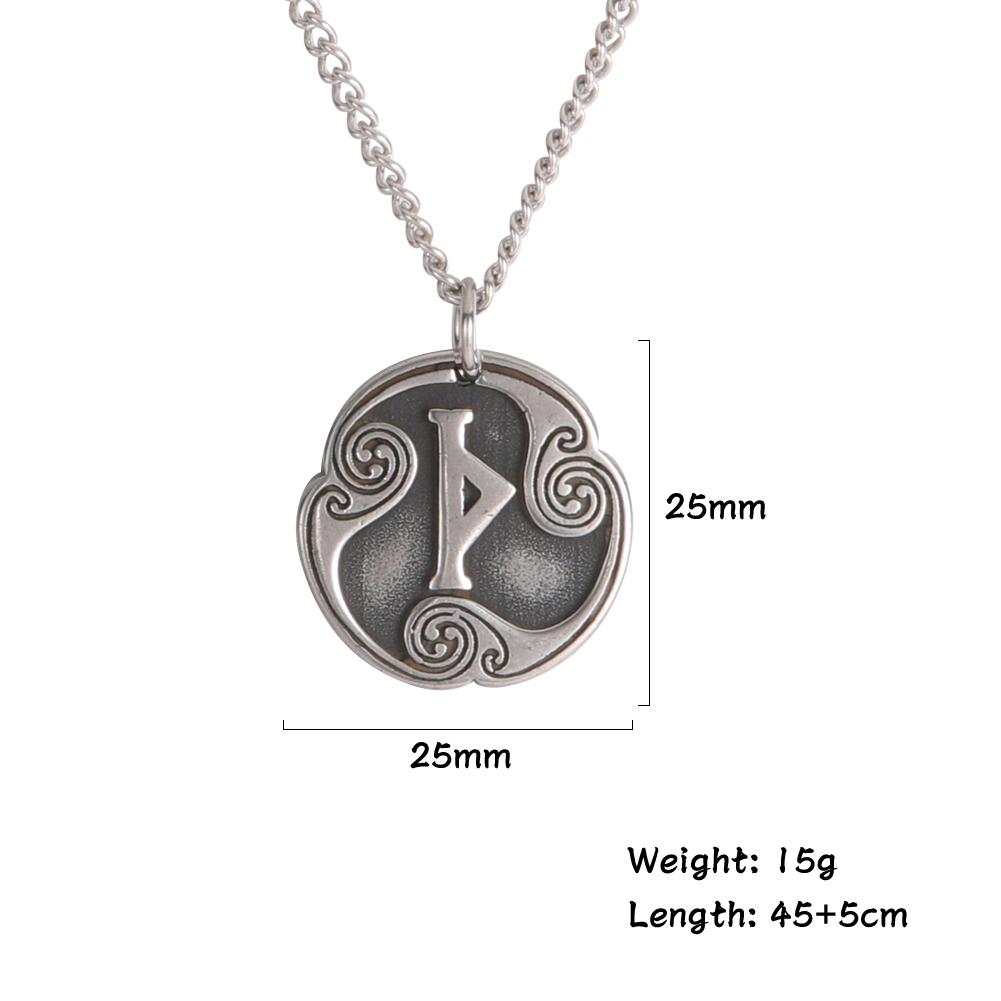 Vintage Norse Rune Necklace Viking Jewelry Stainless Steel Pendant Wicca Amulet Gift for Men Women