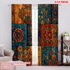 2D Flat Printing 2pcs Window Curtains Bohemian Patchwork Polyester Without Electricity Holiday Decorations Use for New Year
