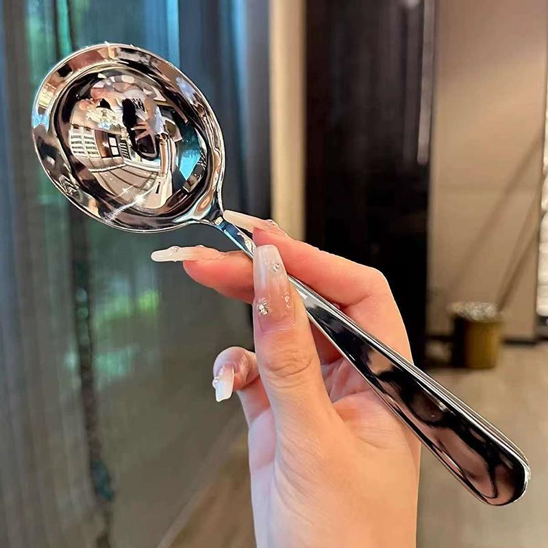 Edelstahl Rundlöffel Net Rot Golden Dinner Langer Griff Rühren Dessertlöffel Für Küchenzubehör Gadgets