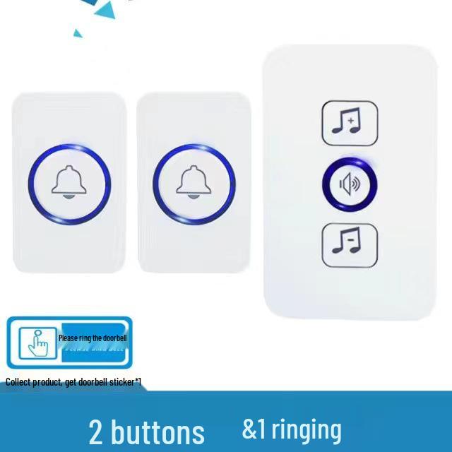 Smart Wireless Doorbell with LED Flash, Power-Off Memory, One-to-Two/One-to-One Functionality, Ideal for the Elderly.