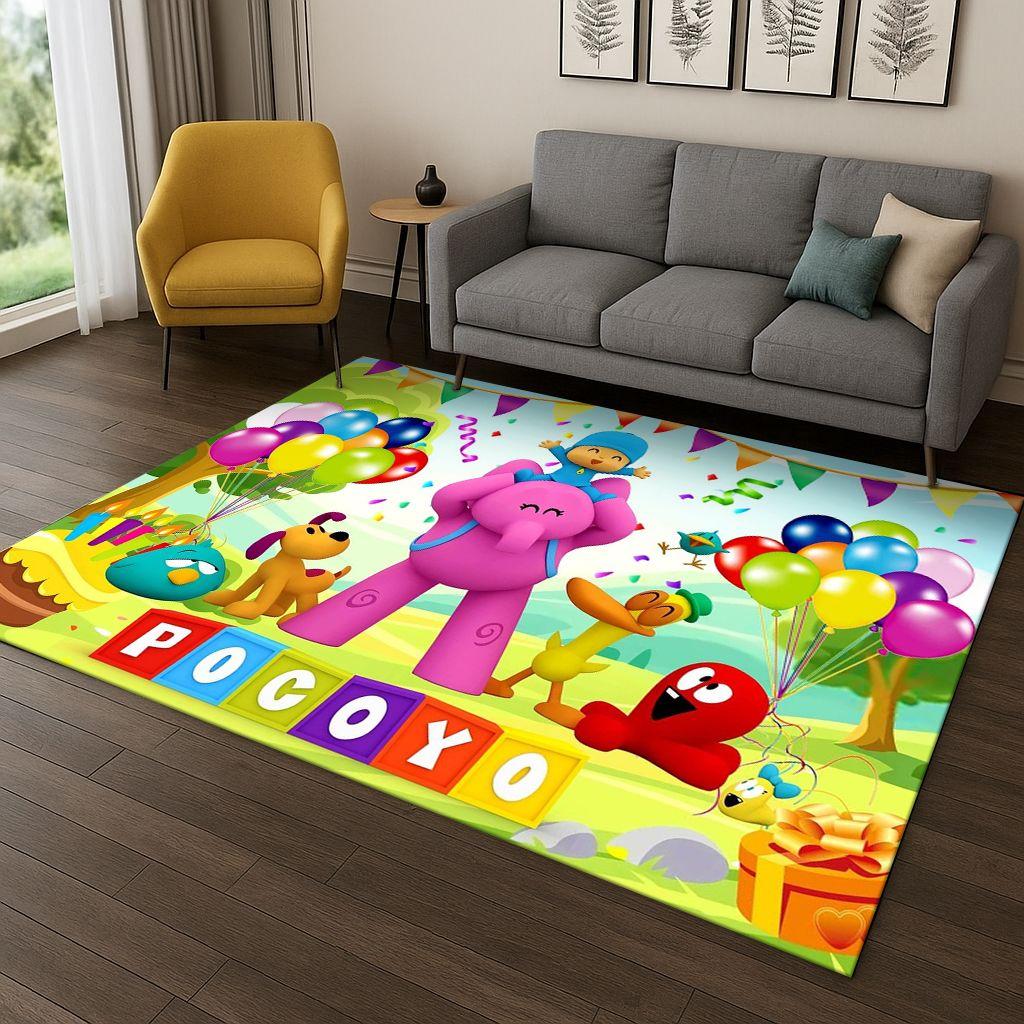 Tappeto Cartoon 3D P-Pocoyo Elly Pato per Camera da Letto Soggiorno Divano Decorazione Casa, Tappeto Area Giochi Bambini Tappetino Antiscivolo Regalo