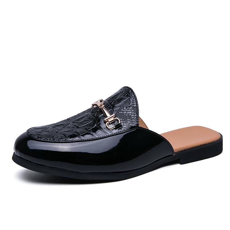 Men Half Slipper Shoes for Men Rhinestone Luxury Loafers Man Male Fashion Casual Shoes Mules