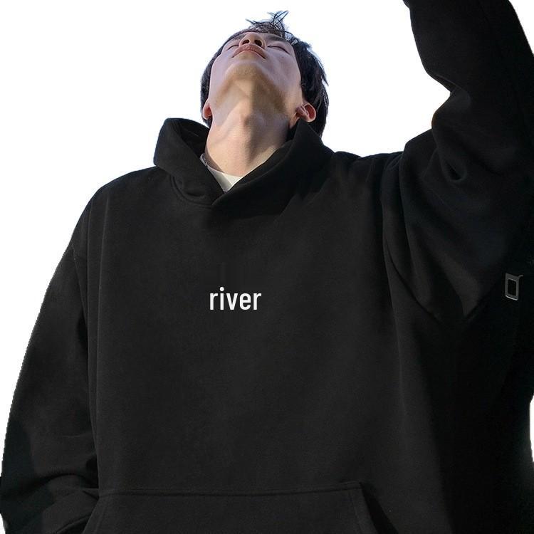 Men's American Style White Hoodie - Autumn/Winter 2025 New Arrival, Plus Velvet, Thickened, High Street Trendy, Heavyweight Pullover