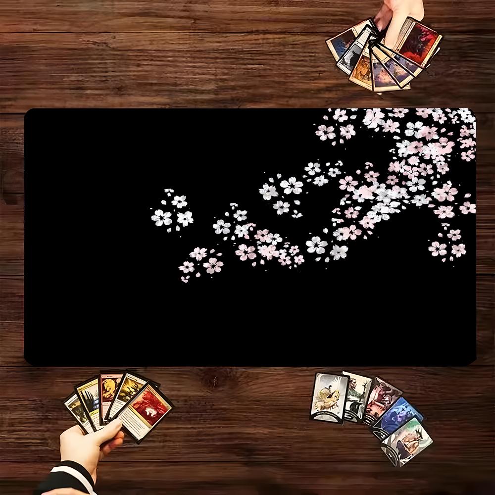 Black Sakura Pattern Extra Large Gaming Mouse Pad Stitched Edges NonSlip Base Durable Washable Gaming Mouse Pad 800x400x2mm