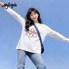 MJ STYLE Women's Pure Cotton Long Sleeve T-Shirt with Heart Line Art