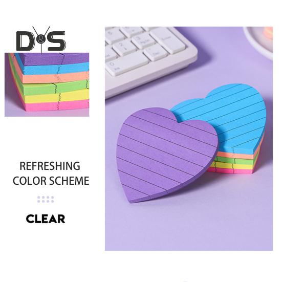 Sticky Notes Set 8 Colors Heart Square Shapes Removable Clean Smooth Writing Sticky Notes Home Office School Supplies