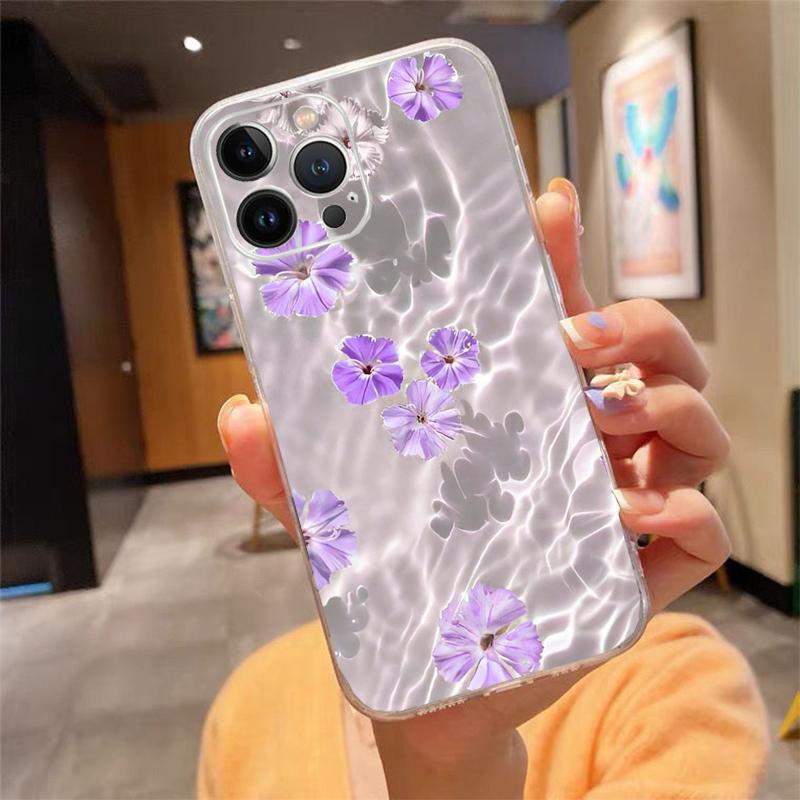 Phone Case For Iphone 17ProMax 17 Pro Air 16 15 14 13 Pro Max 16 15 14 13 Pro 15Plus Blue Sea Flower Water