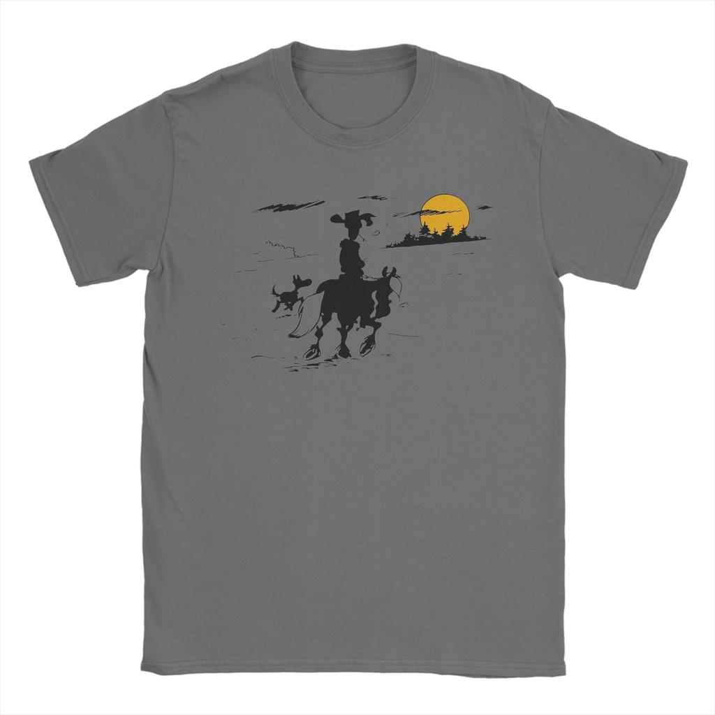 Lucky Luke Jolly Jumper und Rantanplan T-Shirts Herren Reine Baumwolle Vintage T-Shirt Rundhals Kurzarm Oberteile Geschenkidee