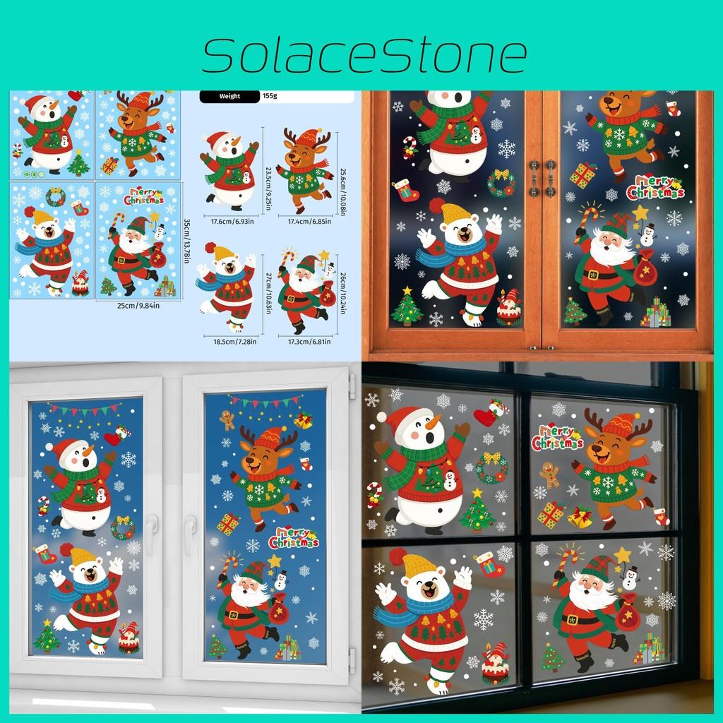 Window Christmas Decorations Pvc Static Sticker Arctic Bear Santa Claus Reindeer