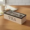 Wooden Tea Box Separate Compartments Packet Organizer Desktop Display Lidded for