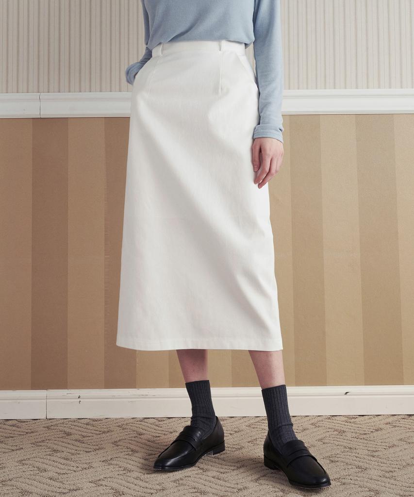 LOEIL H-Line Pocket Midi Skirt - White