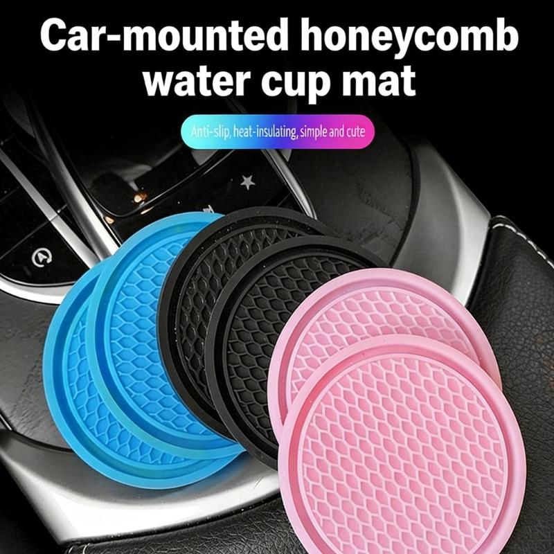 Set of 2 Thickened PVC Automotive Drink Mats Cup Holders Coasters Pads For Secure Placement Of Beverages In Moving Car